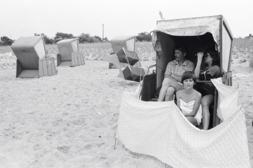 At the beach in Ahrenshoop, 1988, Ahrenshoop, Darß, Mecklenburg-Vorpommern, GDR, Germany, Europe