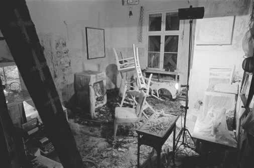 Art installation in a room, probably in Berlin-Prenzlauer Berg, 1980s, GDR, Germany, Europe