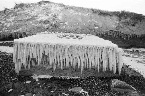 Winter landscape on the beach of Usedom, 1982, Usedom, Mecklenburg-Western Pomerania, GDR, Germany, Europe
