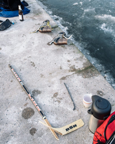 Ice hockey on the frozen Plötzensee, 2018, Wedding, Berlin, Germany, Europe
