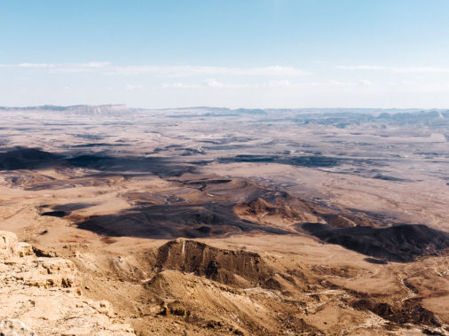 View over the Makthesh Ramon, the largest erosion crater in the Negev desert, 2019, Israel, Asia