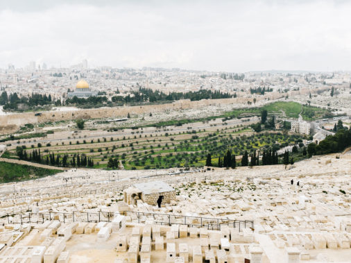 View from the Mount of Olives over the Jewish cemetery to the Templeberg, 2019, Jerusalem, Israel, Asia