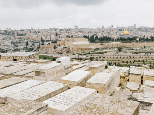 View from the Mount of Olives over the Jewish cemetery to the Templeberg, 2019, Jerusalem, Israel, Asia