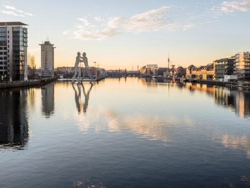 View from Elsenbrücke to Oberbaumbrücke, 2019, Friedrichshain, Berlin, Germany, Europe
