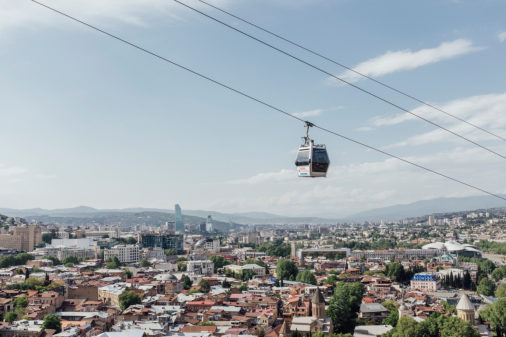 Cable car to Narikala Fortress over the old town of Tbilisi, 2019, Tbilisi, Georgia, Europe