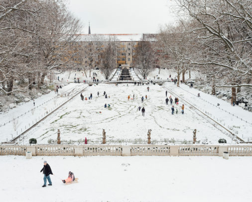 Tobogganing in the Körnerpark, 2021, Neukoelln, Berlin, Germany, Europe