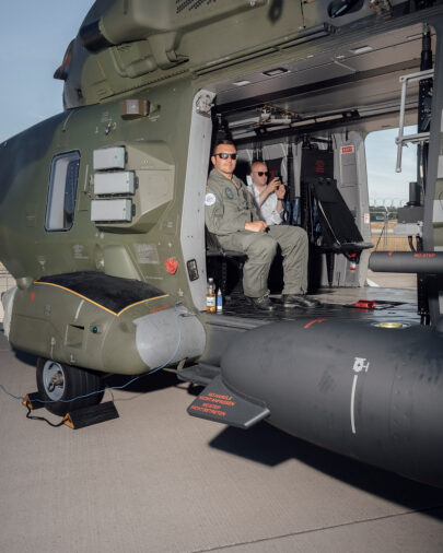 Soldier in a Bundeswehr helicopter, 2022, Berlin, Germany, Europe