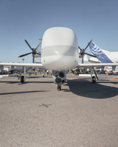 Eurodrone is Airbus Defense and Space's new surveillance and close air support drone. This is intended to give European air forces, including the German Air Force, the opportunity to conduct unmanned attack operations, 2022, Berlin, Germany, Europe